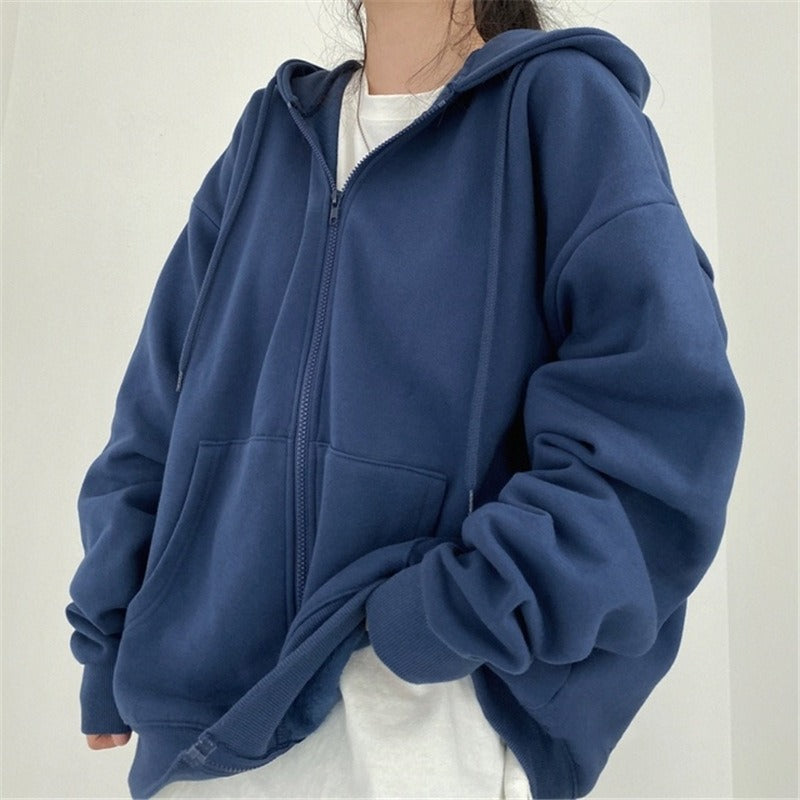 Zipper Hoodie Women's Loose Cardigan