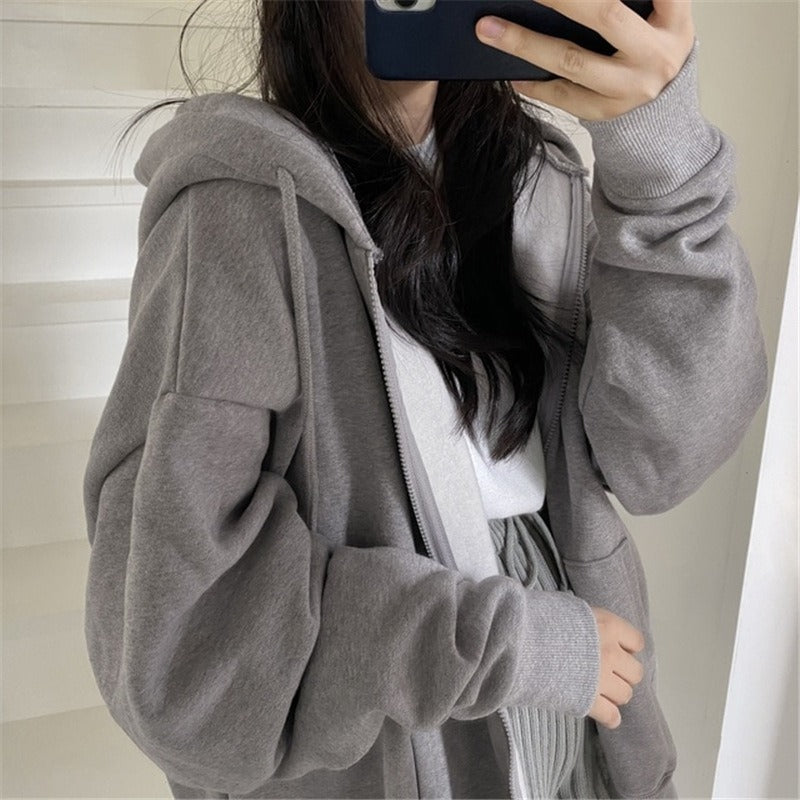 Zipper Hoodie Women's Loose Cardigan