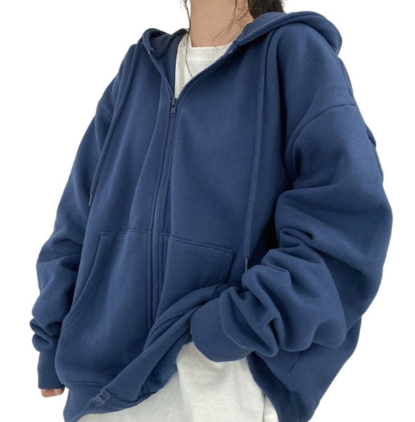 Zipper Hoodie Women's Loose Cardigan