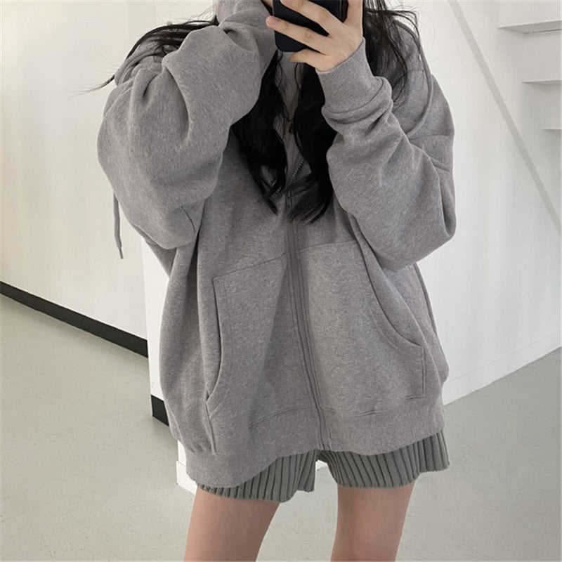 Zipper Hoodie Women's Loose Cardigan