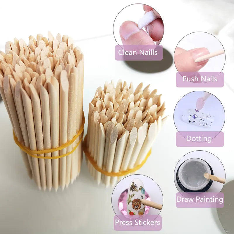 Lurayee Nail Cuticle Pusher Nail Manicures Remover Wooden Design