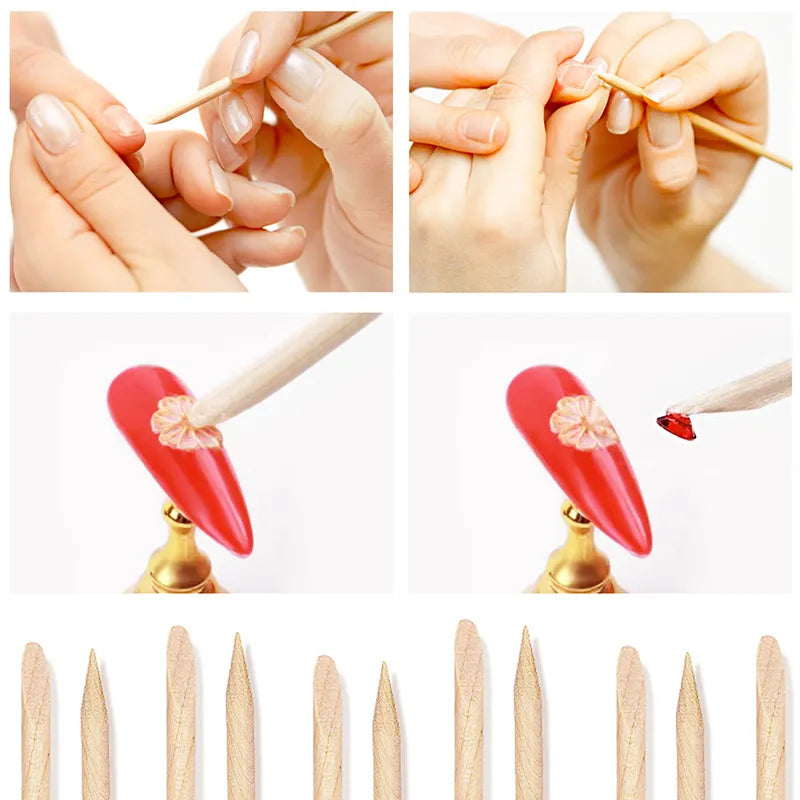 Lurayee Nail Cuticle Pusher Nail Manicures Remover Wooden Design